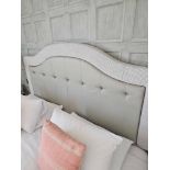 Headboard Upholstered Padded Headboard With Tufted Leather Central Panel And Contemporary Striped
