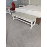 Bench This End Of Bed Bench Blends Wood Elements With A Neutral Leather Upholstery And Simple Design