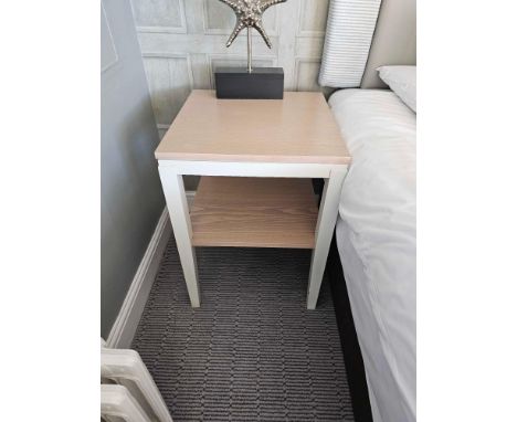 A Pair Of Side Tables A Stylish And Modern Gardenia White Painted Side Table With Undershelf, The Top And Shelf In A Limed Wa