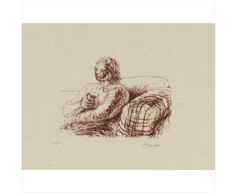 § HENRY MOORE O.M., C.H (BRITISH 1898-1986) SEATED FIGURE HOLDING A GLASSLithograph, S/P, from the edition of 50, signed and 