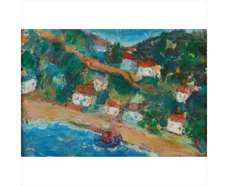 § ADRIAN RYAN (BRITISH 1920-1988) UNTITLED (BEACH SCENE)Signed, oil on board (Dimensions: 14cm x 20.5cm (5.5in x 8in))Biograp