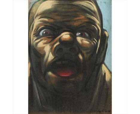 § PETER HOWSON O.B.E. (SCOTTISH B.1958) LEERINGSigned, pastel (Dimensions: 27.5cm x 20cm (10.75in x 8in))Biography: Peter How