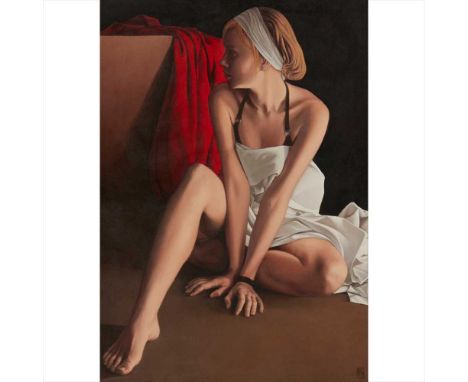 § DYLAN LISLE (SCOTTISH B.1978) DANAESigned with monogram and dated '07, oil on canvas (Dimensions: 88cm x 63cm (34.75in x 24