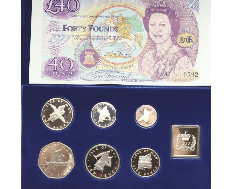 1977 - seven Coin Sterling Silver Isle of Man Set, cased. P&amp;P Group 1 (£14+VAT for the first lot and £1+VAT for subsequen