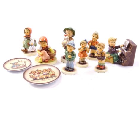 Various Hummel figures, to include a pianist, boy with lamb, girl with chicks etc.