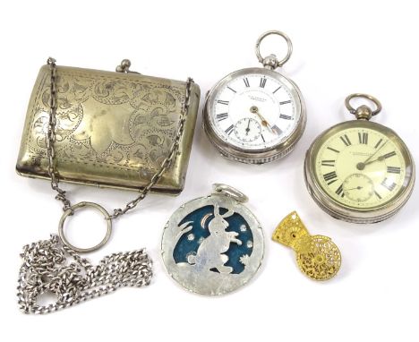 A George V silver cased open pocket watch, with 5cm diameter Roman numeric dial and subsidiary Arabic second hand, marked The