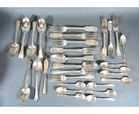 A Collection Of Mixed Silver Flatware to include forks, spoons, teaspoons and butter knife, various dates and assay, 33ozs. 