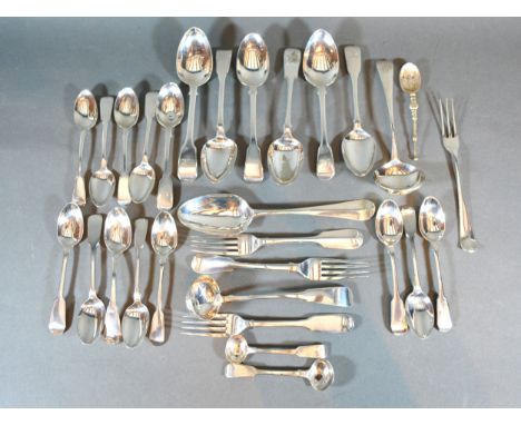 A Collection Of Mixed Silver Flatware, various dates, to include spoons, forks and teaspoons and two ladles, 26 ozs 