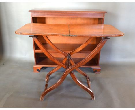 A Victorian Mahogany Folding Butler's Stand together with a 20th Century bookcase