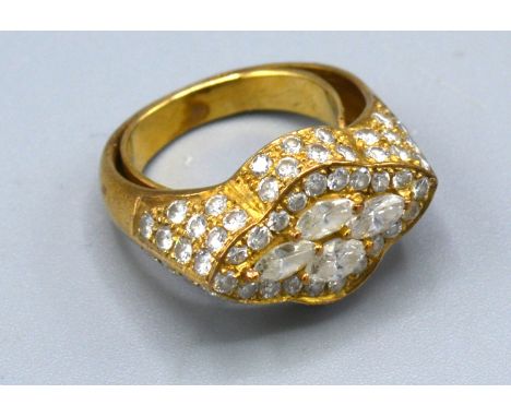 A Yellow Metal Diamond Encrusted Ring 5.7 gms. ring size I 