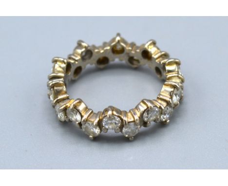 A White Metal Diamond Set Full Eternity Ring 3.7 gms. ring size I 