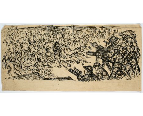 INDIAN SCHOOL, CIRCA 1920-30, THE MASSACRE AT JALLIANWALA BAGH, ink with pencil on paper, probably a preparatory sketch for a