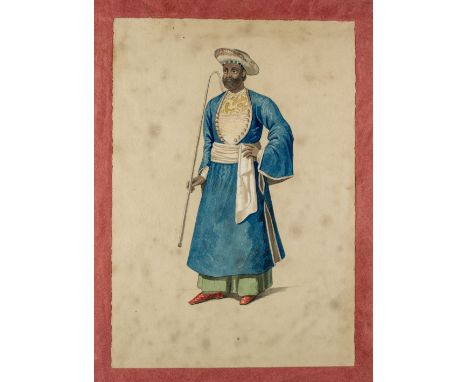 PORTRAIT OF A MAN, ANGLO-INDIAN SCHOOL, CIRCA 1900, watercolour on paper, mounted, 27.2 x 19cm 