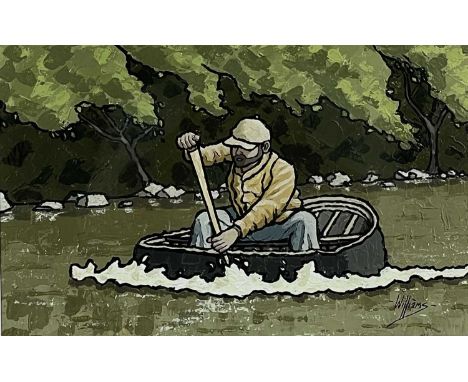ALAN WILLIAMS acrylic on panel - entitled verso 'Coracler', signedDimensions: 23 x 35cms Provenance:consigned via our Cardiff