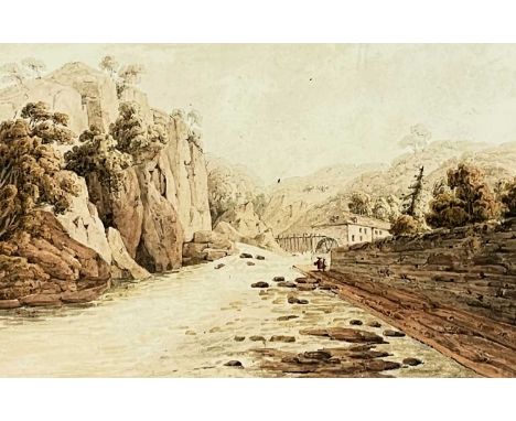 THOMAS HORNOR watercolour - titled 'Aberdulais Mill', circa 1819Dimensions: 12.5 x 19cmsProvenance:private collection Rhondda