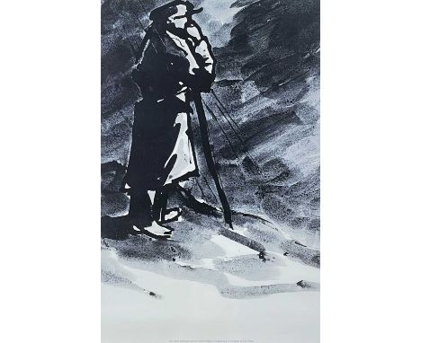 ‡ SIR KYFFIN WILLIAMS RA monochrome print - farmer in stormDimensions: 57 x 37cmsProvenance:private collection Ceredigion, co