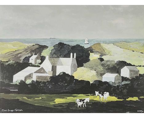 ‡ JOHN KNAPP-FISHER limited edition (80/175) colour print - coastal landscape with farm and cows, signed fully in pencilDimen
