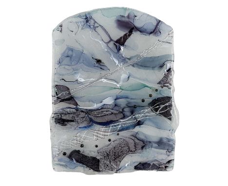 ‡ BILL SWANN art glass panel - fluid abstract designDimensions: 51 x 39cms (84 x 71cms incl. frame)Provenance:private collect
