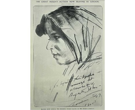 ‡ AUGUSTUS JOHN OM RA rare early print (1908) - the Sicilian actress, Signora Mimi AgugliaDimensions: 35 x 24cmsProvenance:pr