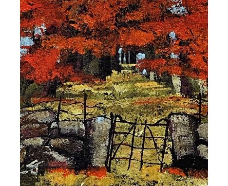 ‡ STEPHEN JOHN OWEN limited edition (20/50) colour print - autumnal woodland with old iron gate, signedDimensions: 28 x 28cms