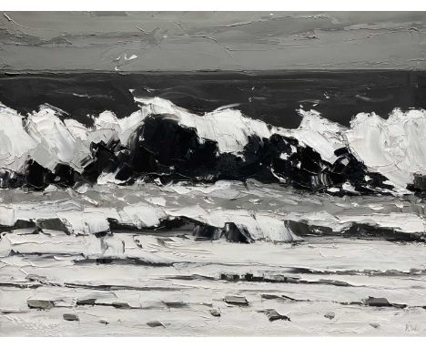 ‡SIR KYFFIN WILLIAMS RA oil on canvas - entitled verso on 1993 Thackeray Gallery exhibition label, 'The Wave, Penmon', signed