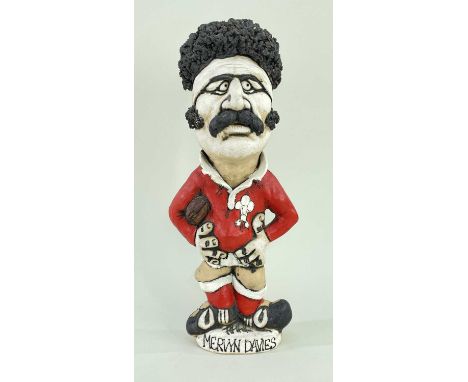 ‡ JOHN HUGHES: GROGG - ceramic standing caricature of Welsh Rugby Union player Mervyn Davies, the base signed 'John Hughes' a