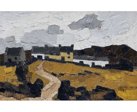 ‡SIR KYFFIN WILLIAMS RA painting in oils on both sides of canvas1. Ynys Mon (Anglesey) landscape with farm, entitled verso 'F