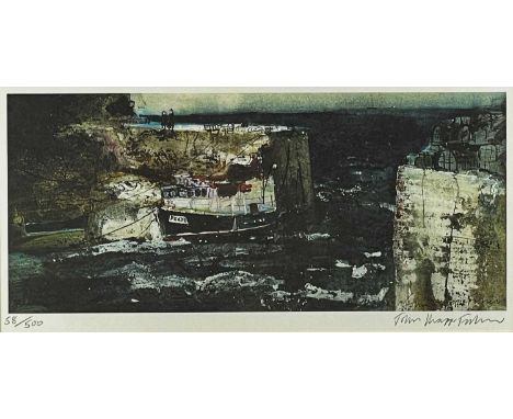 ‡ JOHN KNAPP-FISHER limited edition (58/500) colour print - entitled verso 'Porthgain Harbour with PZ632', signed fully in pe