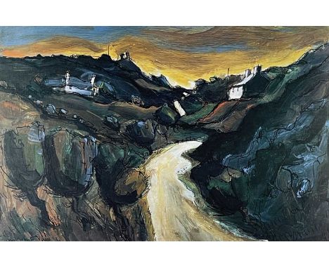 ‡ WILF ROBERTS limited edition (1/200) colour print - Ynys Bodafon with cottages, signed fully in pencilProvenance:private co