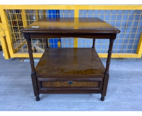 Mahogany single drawer 2 tier lamp table