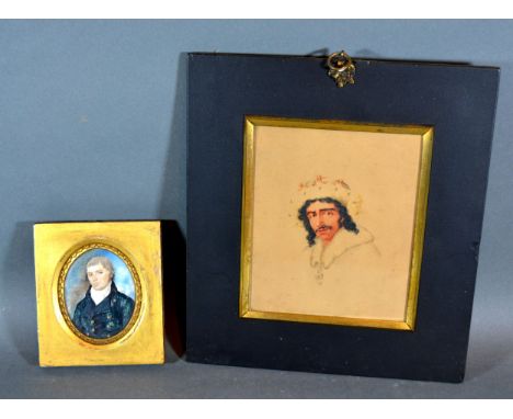 H. Harding 'Portrait of Edmond Rean as Richard III' a portrait miniature 15 x 12 cms together with another portrait miniature