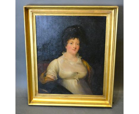 Early 19th Century English School 'Portrait Of A Lady Wearing Period Dress' oil on canvas, 73 x 60 cms 