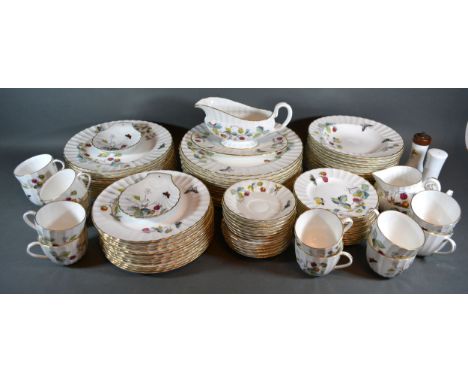A Royal Worcester Part Dinner and Tea Service 'Strawberry Fair' pattern 