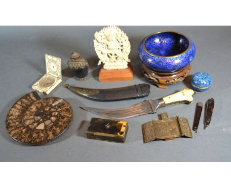 A 19th Century Tortoise Shell Snuff Box together with a collection of other items 