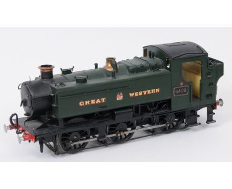 A hand built 0 gauge pannier tank engine, 0-6-0, in Great Western green livery  See illustration