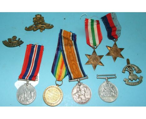 A British War Medal and Victory Medal pair, awarded to G-5269 Sjt W J Allcock R Suss R, various sports medallions, a Gallipol