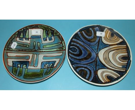 A Poole pottery charger, 27 cm diameter, and another similar (2)  Condition report Report by RB

Both plates in good conditio