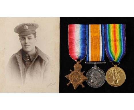 A WWI trio, with 1914-15 Star, awarded to 87640 Spr R Cookson RE, with a photograph, and a group of assorted postcards medal 