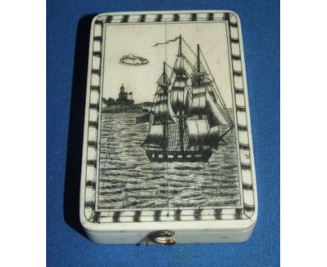 A compass, in a bone box, decorated a ship