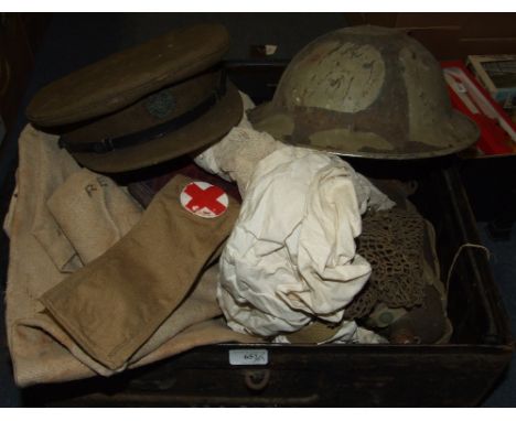 A group of WWII period items, belonging to Rev O Muspratt (Royal Army Chaplain), in a tin trunk