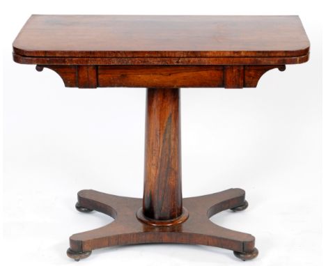 An early Victorian rosewood card table, 91.5 cm wide  See illustration