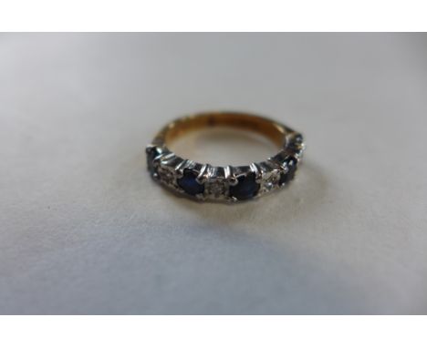 A 9ct gold diamond and sapphire ring, size K, approx 2.9 grams 