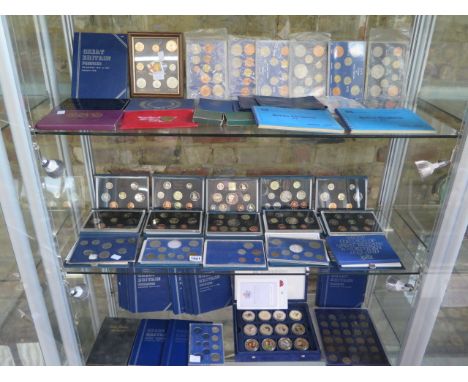 A collection of assorted proof sets including eight Royal mint sets, pre decimal sets, Great Britain folders, decimal coin se