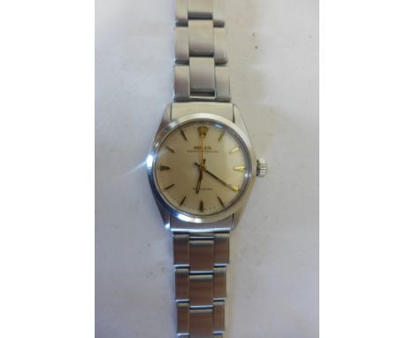 A gents stainless steel Rolex Oyster Speedking Precision wristwatch, fitted with original stainless steel bracelet, white fac