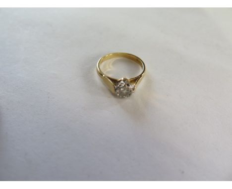 A hallmarked 18ct yellow gold diamond solitaire ring, diamond approx 0.25ct. size M, approx 3.3 grams - diamond bright, gener