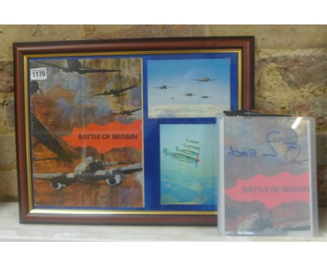 A Framed original 1969 Battle of Britain film programme, framed with two 1969 film scene postcards from the film, comes with 