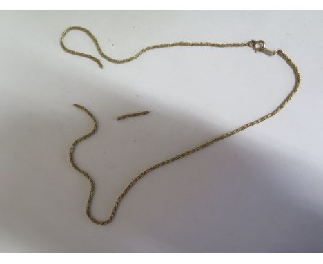 A broken 9ct yellow gold, twisted, rope link chain with bolt ring fastening, length 46cm, weight 5.3 grams, 9ct London import