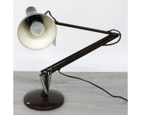 Anglepoise type desk lamp in brown 
