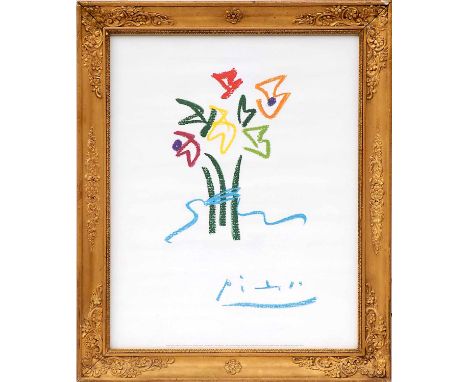PABLO PICASSO 'Fleurs', off set lithograph, 49cm x 40cm.