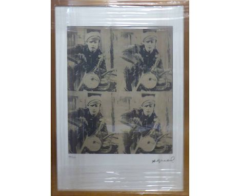 ANDY WARHOL 'Marlon Brando', lithograph, with Leo Castelli blue stamps verso, and George Israeli embossing lower left, from a